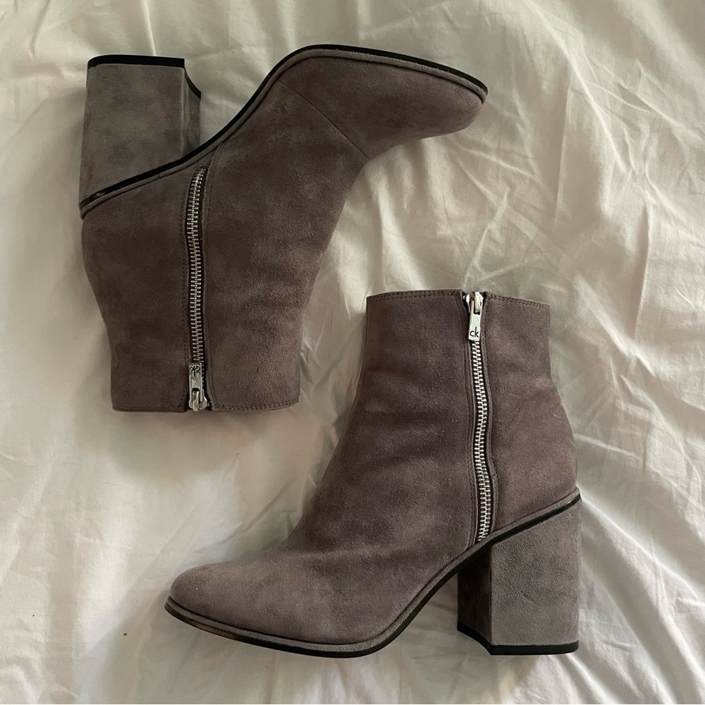 Calvin Klein Cilil Grey Suede Ankle Booties